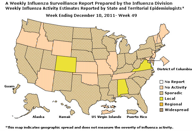 U. S. Map for Weekly Influenza Activity