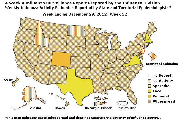 U. S. Map for Weekly Influenza Activity
