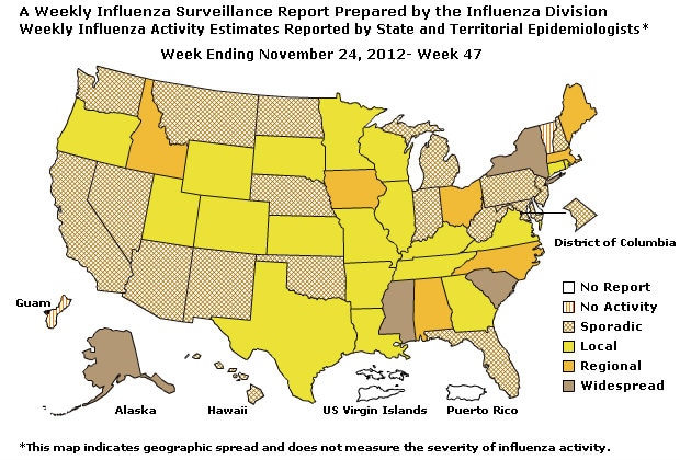U. S. Map for Weekly Influenza Activity