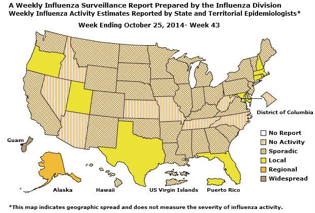 U. S. Map for Weekly Influenza Activity