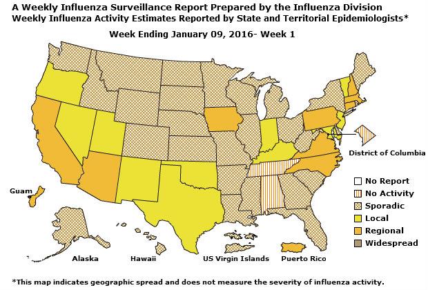 U. S. Map for Weekly Influenza Activity