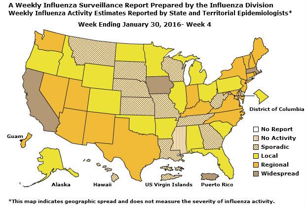 U. S. Map for Weekly Influenza Activity