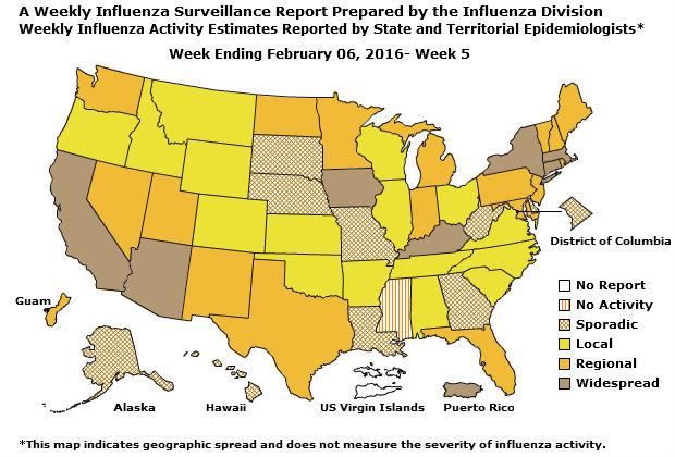U. S. Map for Weekly Influenza Activity