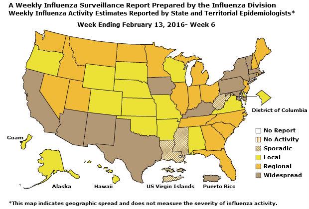 U. S. Map for Weekly Influenza Activity