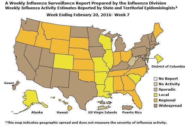 U. S. Map for Weekly Influenza Activity