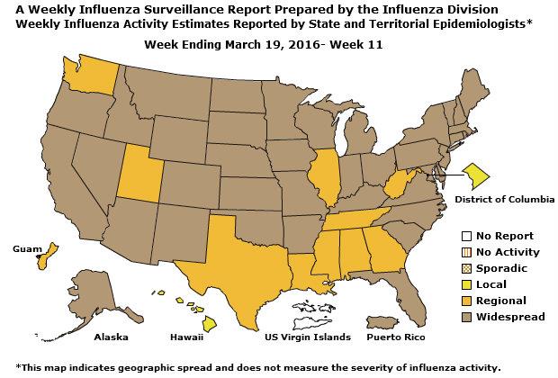 U. S. Map for Weekly Influenza Activity
