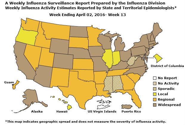U. S. Map for Weekly Influenza Activity