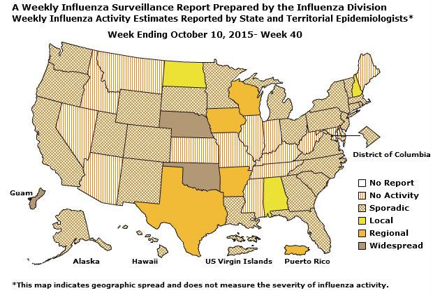 U. S. Map for Weekly Influenza Activity