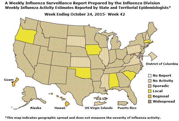 U. S. Map for Weekly Influenza Activity