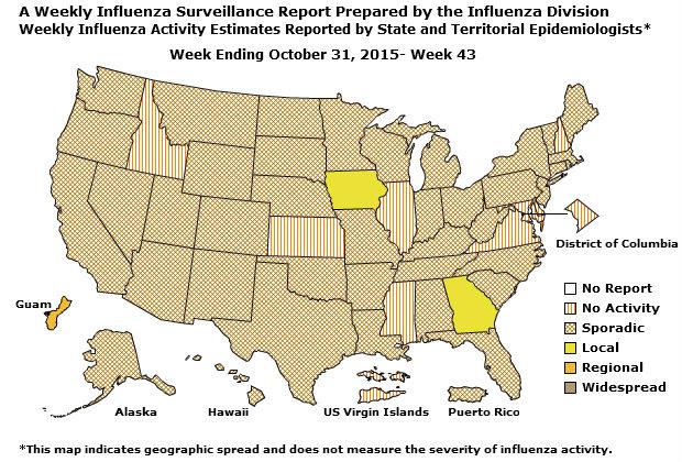 U. S. Map for Weekly Influenza Activity