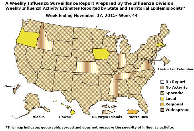 U. S. Map for Weekly Influenza Activity
