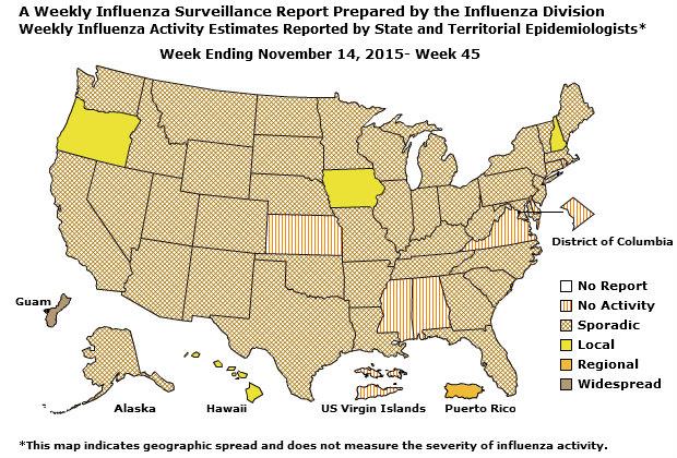 U. S. Map for Weekly Influenza Activity