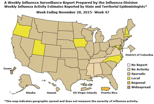 U. S. Map for Weekly Influenza Activity