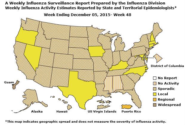 U. S. Map for Weekly Influenza Activity