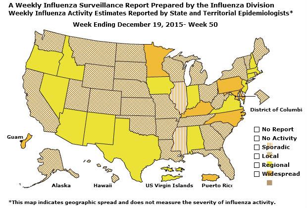 U. S. Map for Weekly Influenza Activity