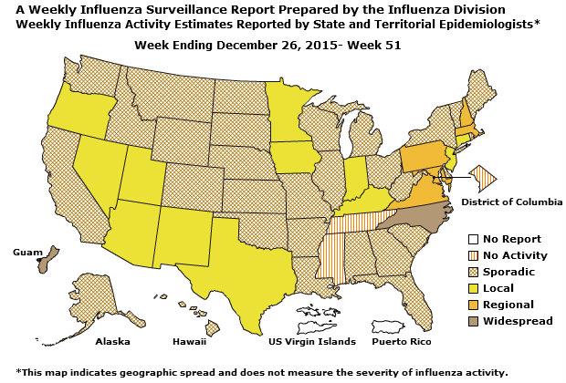 U. S. Map for Weekly Influenza Activity
