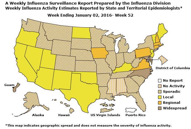 U. S. Map for Weekly Influenza Activity