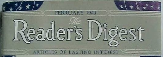 Masthead of the Reader's Digest Magazine for February 1943