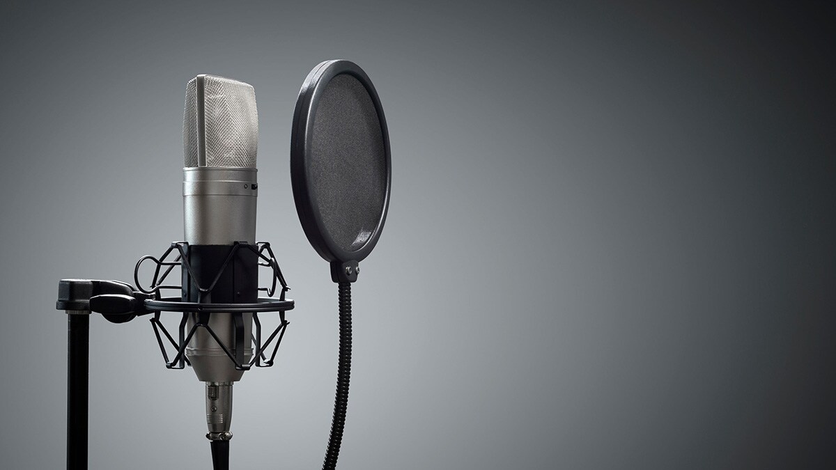 Radio studio microphone for PSA announcement