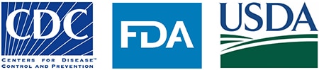CDC, FDA, and USDA logos sitting side by side