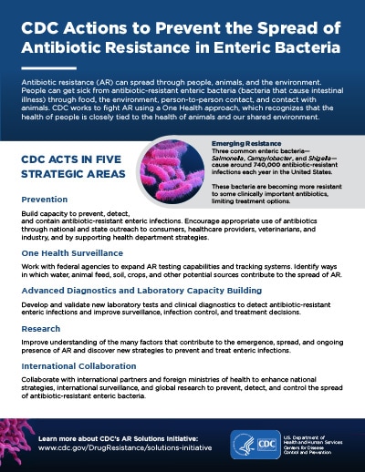 CDC Actions to Prevent the Spread of Antibiotic Resistance in Enteric Bacteria