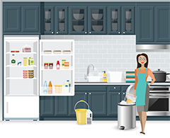 infographic showing woman cleaning refrigerator