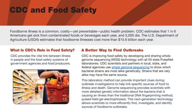 gráfico de la hoja de datos de seguridad alimentaria del cdc