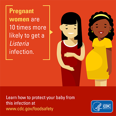 Image showing graphic for download about pregnant women being 10 times more likely to get Listeria infection