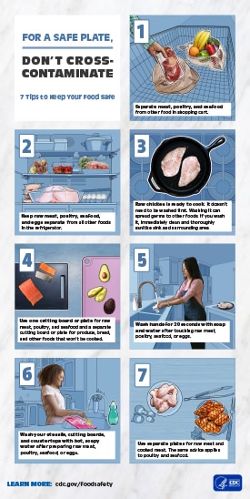 For a safe plate, don't cross-contaminate. 7 tips to keep your food safe.