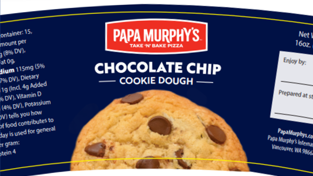 Papa Murphy's chocolate chip cookie dough label