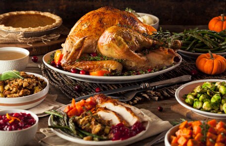 Image of a turkey with other side dishes