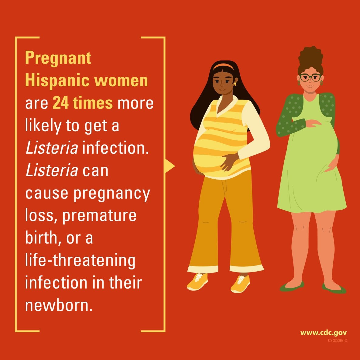 Pregnant Hispanic women are 24 times more likely to get a Listeria infection.
