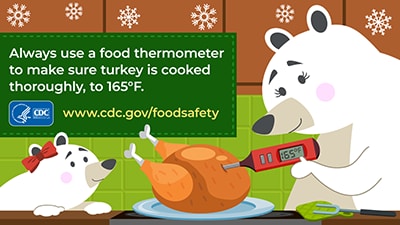 Use a food thermometer to make sure turkey is cooked thoroughly download this image for social media