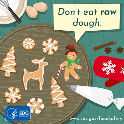 Holiday food safety twitter chat image message dont eat raw dough