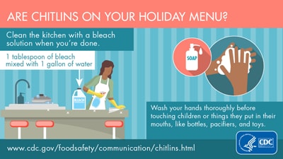 Graphic of safety tips if Chitlins are on your holiday menu