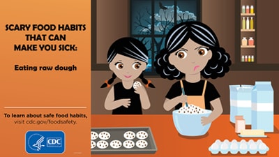 Graphic of mother and daughter making cookies in the kitchen
