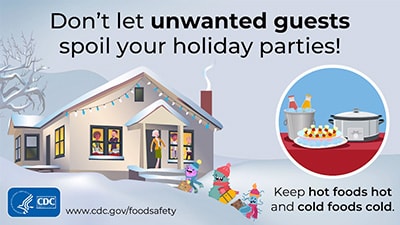 Graphic of don't let unwanted guests spoil your holiday parties!