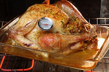 Turkey cooking in oven