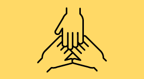 Illustration of three hands on top of each other