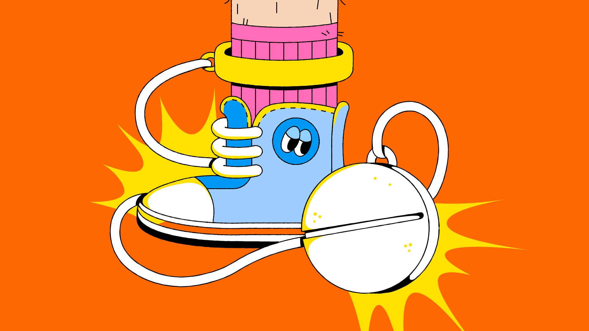 A large pill chained to a person's ankle