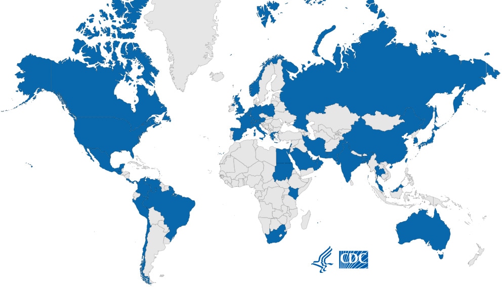 Countries with Candida Auris