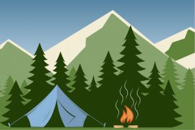 Image of a campsite with a fire