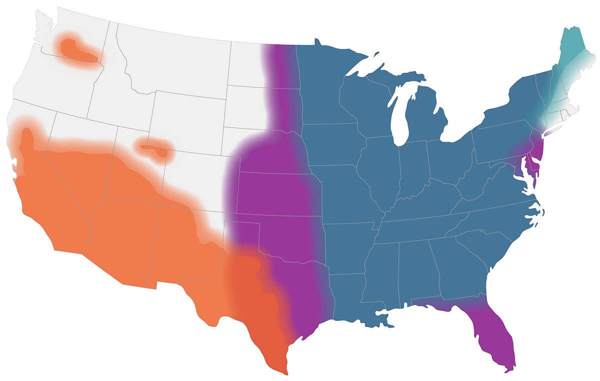 mapa de áreas los Estados Unidos con hongos que causan la blastomicosis