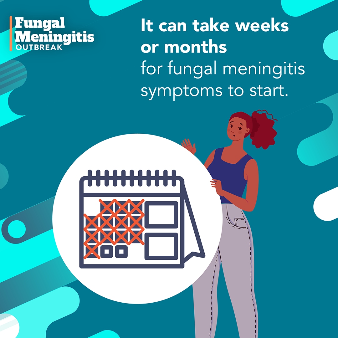 Fungal Meningitis Outbreak: It can take weeks or months for fungal meningitis symptoms to start.