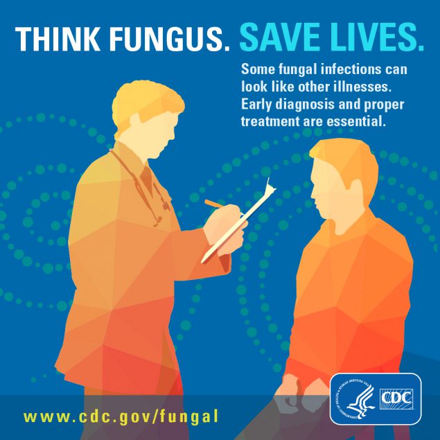 Button for download to facebook or instagram on Think Fungus. Save lives. 