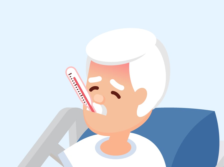 Graphic for Invasive candidiasis of a elder man in bed having his temperature taken
