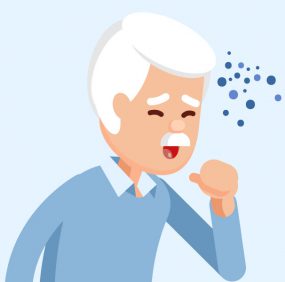 Illustration of a man coughing