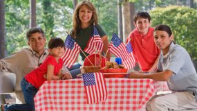 a family having a 4th of July picnic 