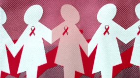 cut out female figures with the BRCA Awareness ribbon 