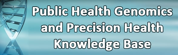 Public Health Genomics and Precision Health Knowledge Base with a double helix